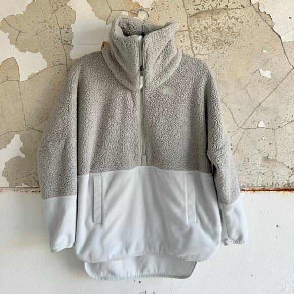 The North Face Sweater Sherpa Pullover Two Tone Fleece Quarter Zip Women S Cozy - Picture 1 of 8